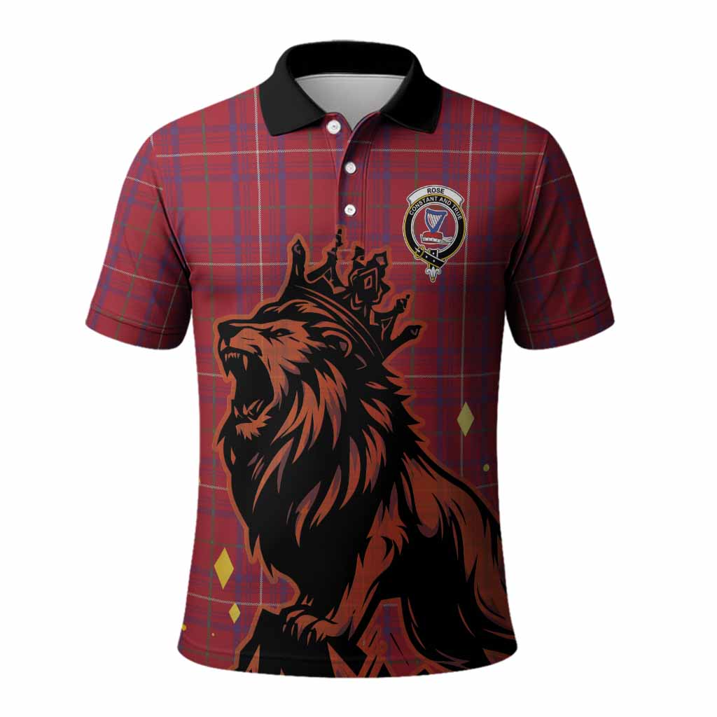 Rose Tartan Family Crest Polo Shirt Crowned Lion Roaring