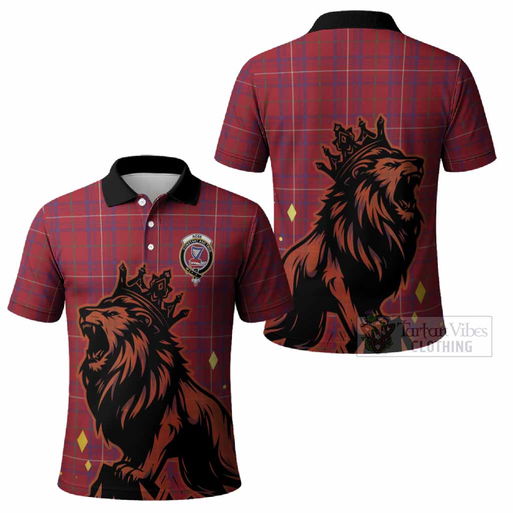 Rose Tartan Family Crest Polo Shirt Crowned Lion Roaring