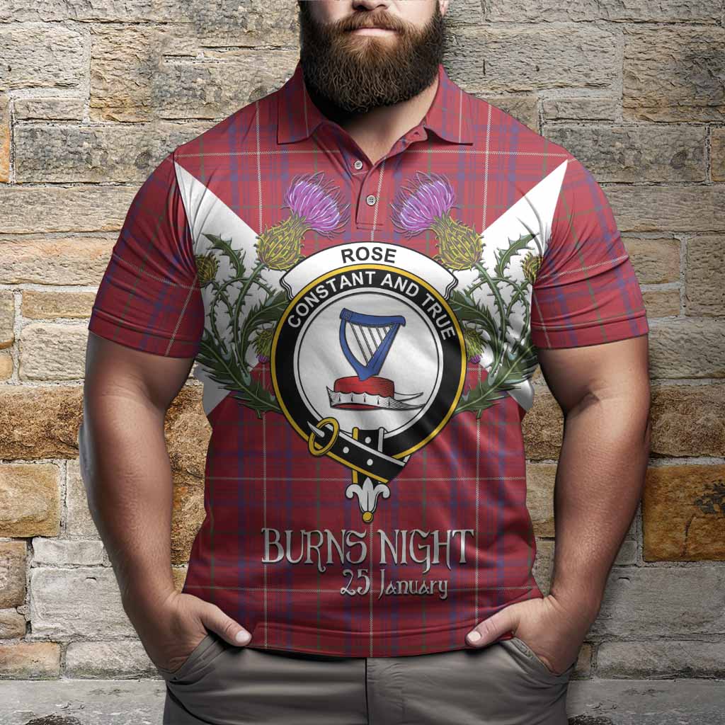Rose Tartan Family Crest Polo Shirt Scottish Burns Night Thistle Floral