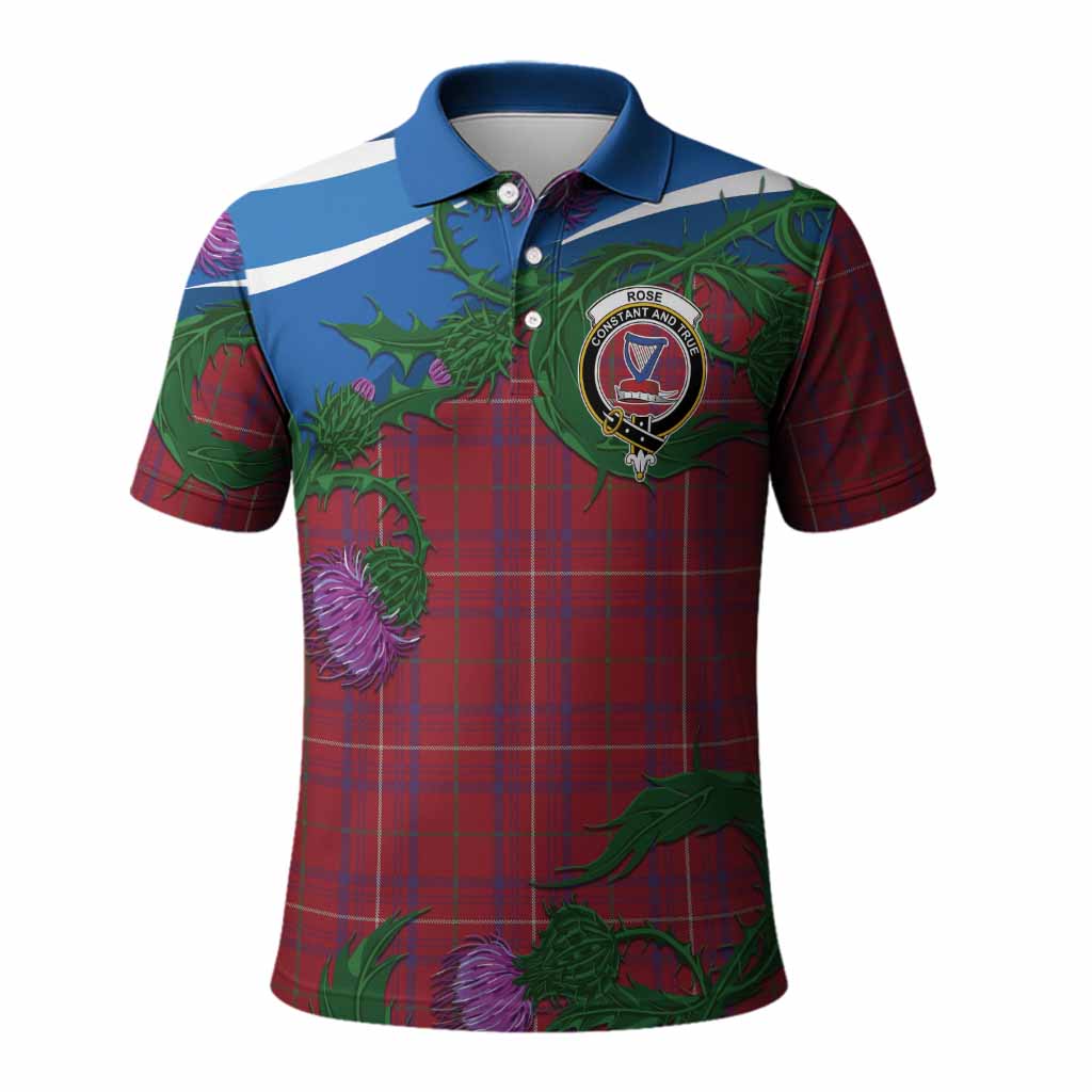 Rose Tartan Family Crest Polo Shirt Thistle in Minimalism