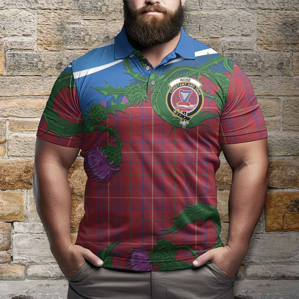 Rose Tartan Family Crest Polo Shirt Thistle in Minimalism