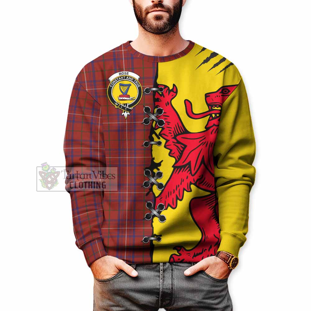 Rose Tartan Family Crest Sweatshirt Lion Rampant Honor - Tartan Vibes Clothing