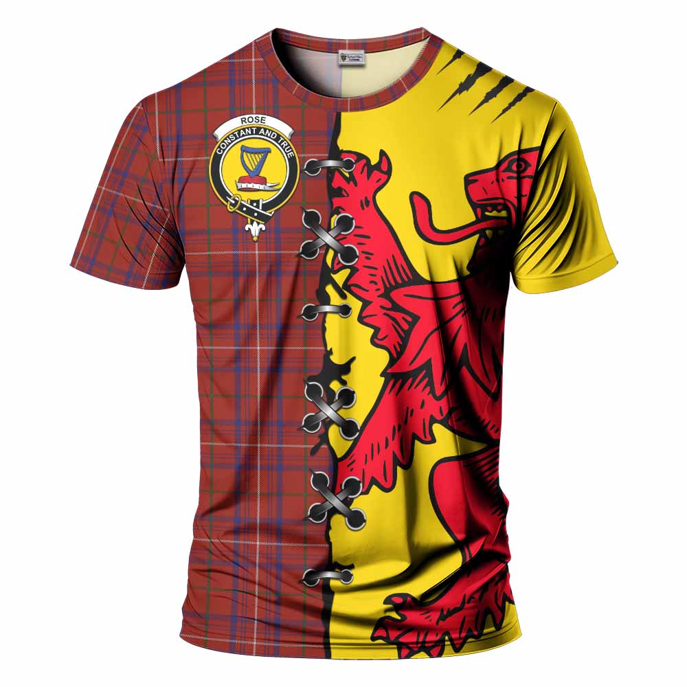 Rose Tartan Family Crest T-shirt Lion Rampant Honor - Tartan Vibes Clothing
