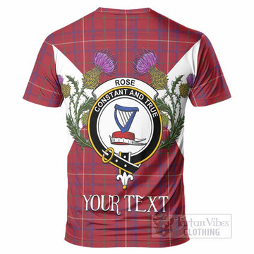 Rose Tartan Family Crest T-Shirt Scottish Burns Night Thistle Floral