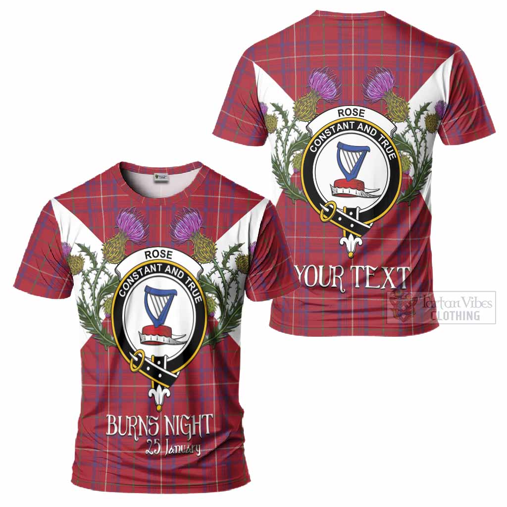 Rose Tartan Family Crest T-Shirt Scottish Burns Night Thistle Floral