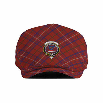 Rose Tartan Flat Cap, Jeff Cap Cross Style with Family Crest