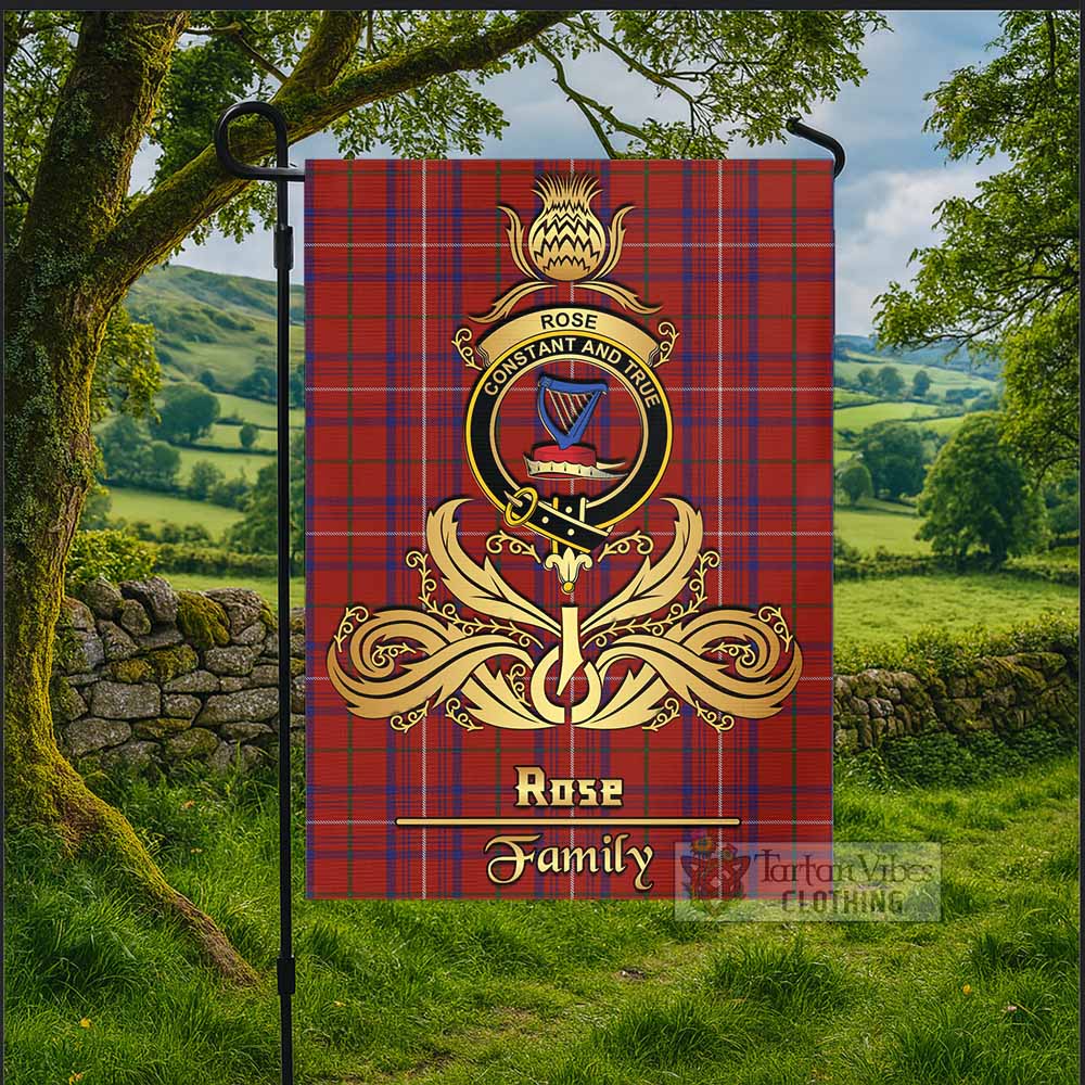 Rose Tartan Garden Flag with Highland Thistle Cherish Family Crest Style - Tartan Vibes Clothing