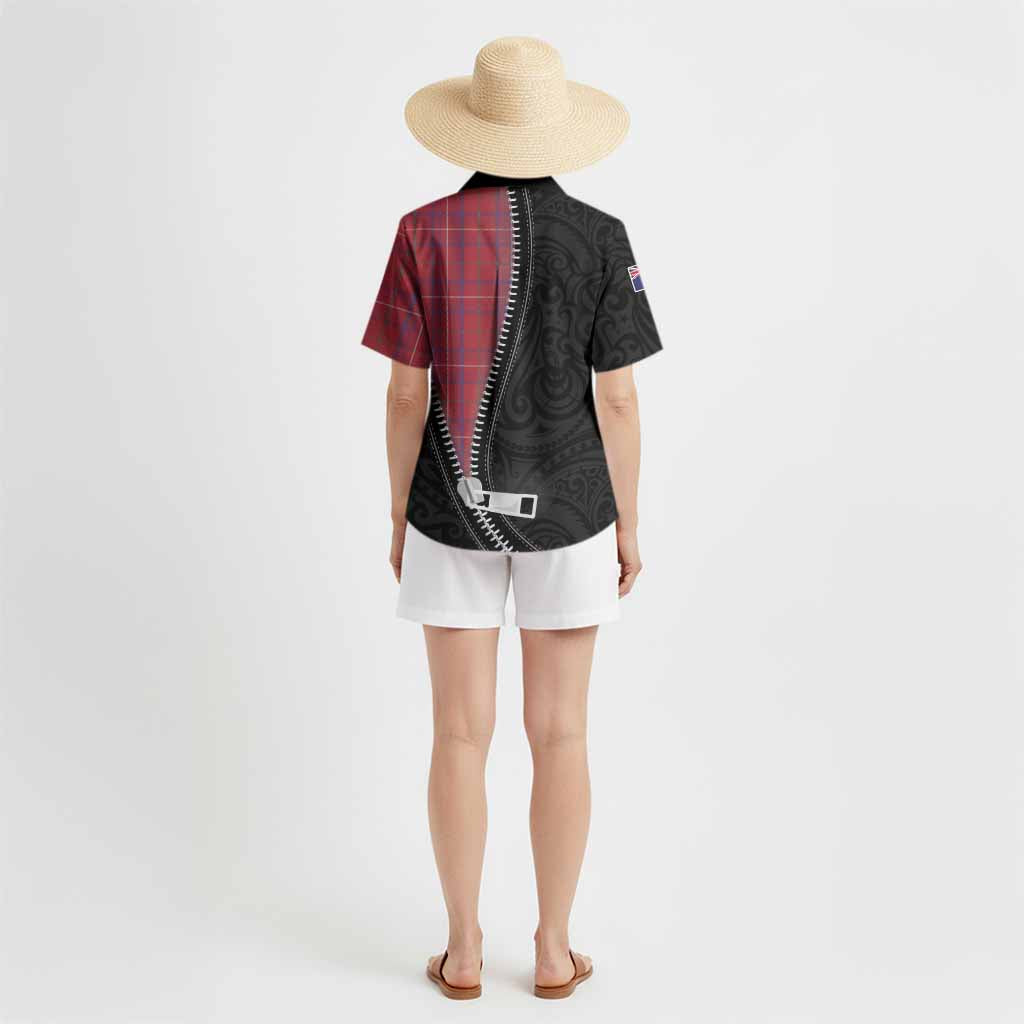 Rose Tartan Hawaiian Shirt New Zealand Pattern Unique Zipper Stylized