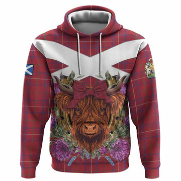 Rose Tartan Hoodie Scottish Thistle Heilan Coo