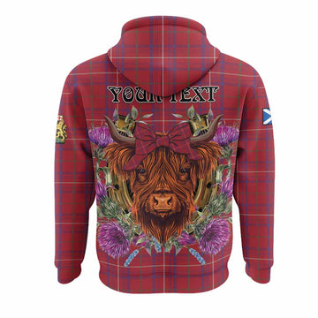 Rose Tartan Hoodie Scottish Thistle Heilan Coo
