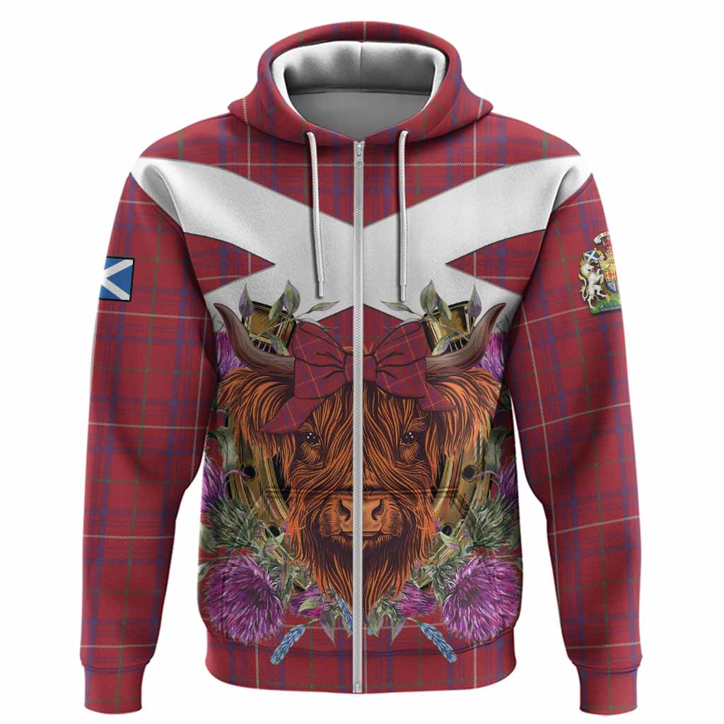 Rose Tartan Hoodie Scottish Thistle Heilan Coo