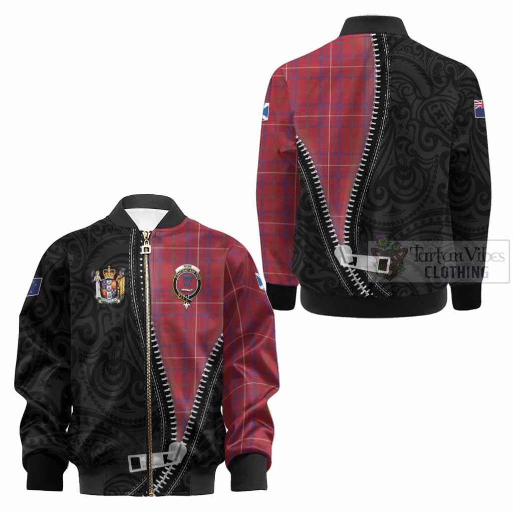 Rose Tartan Kid Bomber Jacket New Zealand Pattern Unique Zipper Stylized