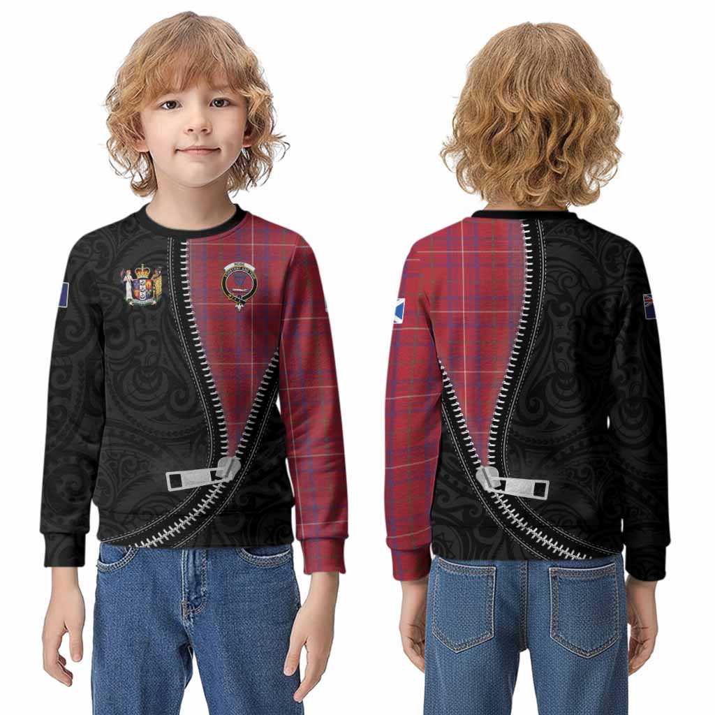 Rose Tartan Kid Knitted Sweatshirt New Zealand Pattern Unique Zipper Stylized