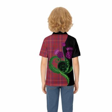Rose Tartan Kid Polo Shirt Traditional Scottish Thistle