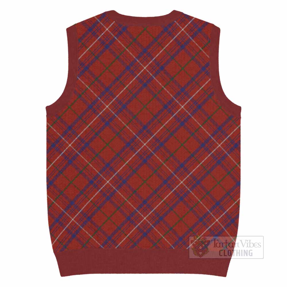 Rose Tartan Knitted V-Neck Vest with Family Crest Cross Style