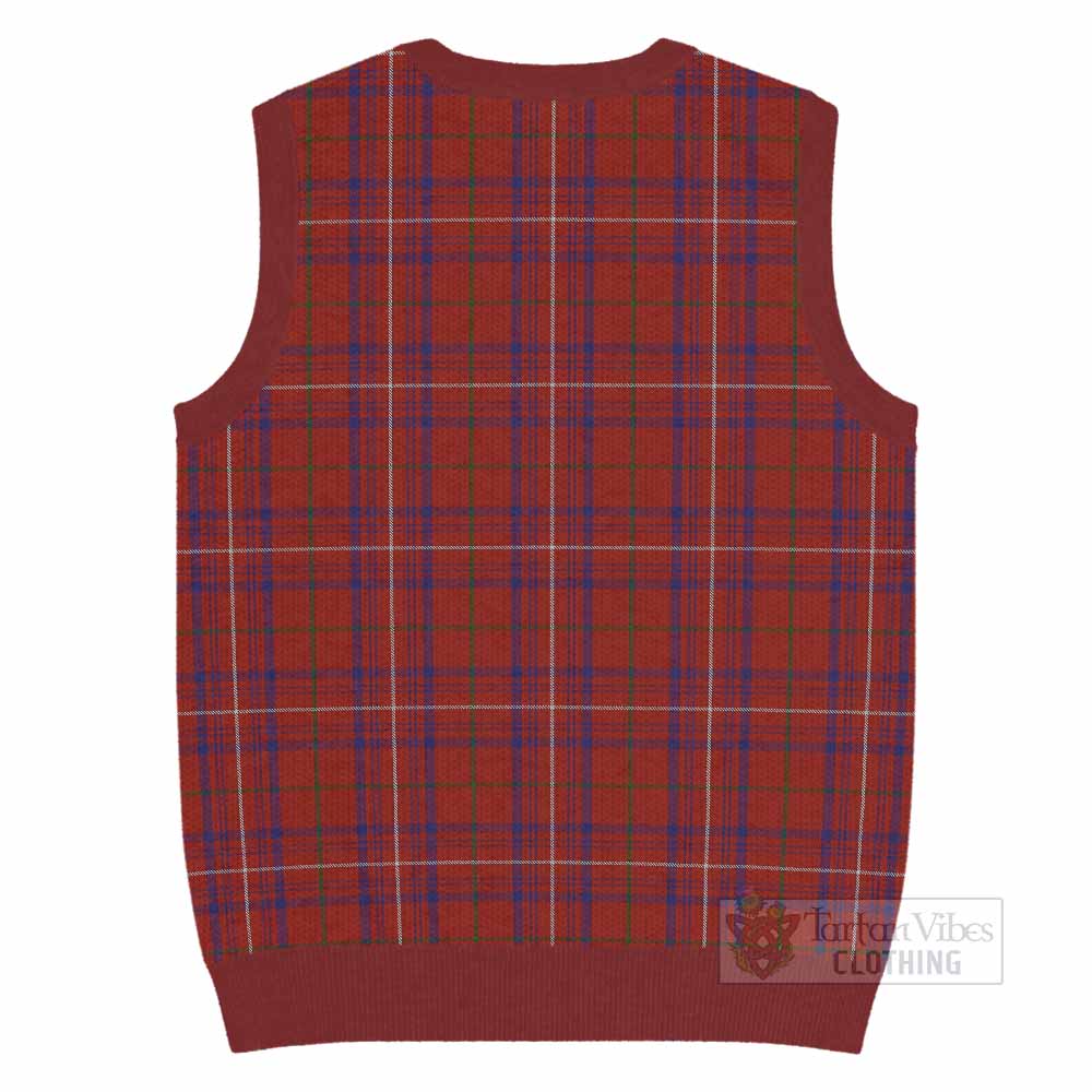 Rose Tartan Knitted V-Neck Vest with Family Crest - Tartan Vibes Clothing