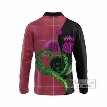 Rose Tartan Long Sleeve Polo Shirt Traditional Scottish Thistle