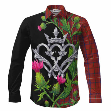 Rose Tartan Luckenbooth Long Sleeve Button Shirts Silver Heart Crown Thistle Floral