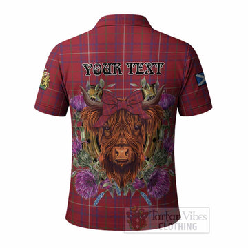 Rose Tartan Polo Shirt Scottish Thistle Heilan Coo