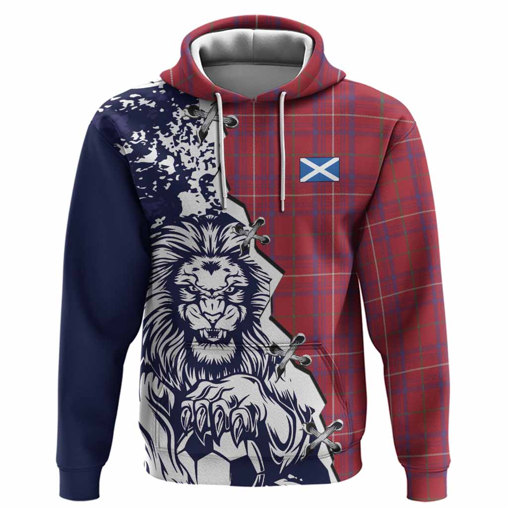 Rose Tartan Scottish Hoodie Angry Lion With Soccer Ball Style