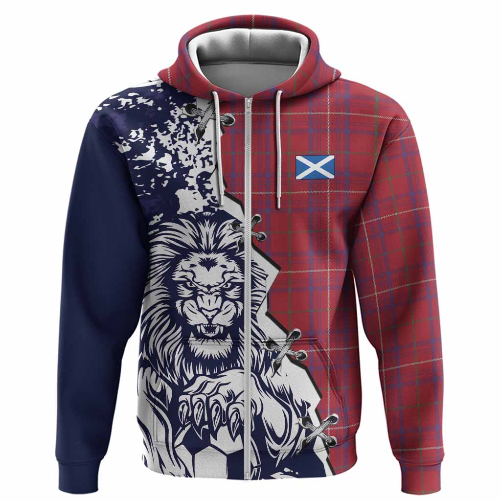 Rose Tartan Scottish Hoodie Angry Lion With Soccer Ball Style