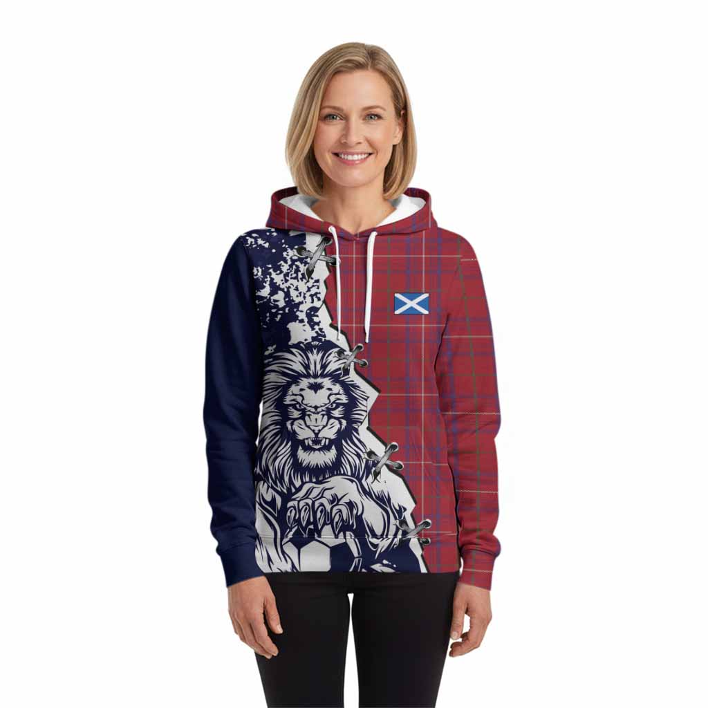 Rose Tartan Scottish Hoodie Angry Lion With Soccer Ball Style