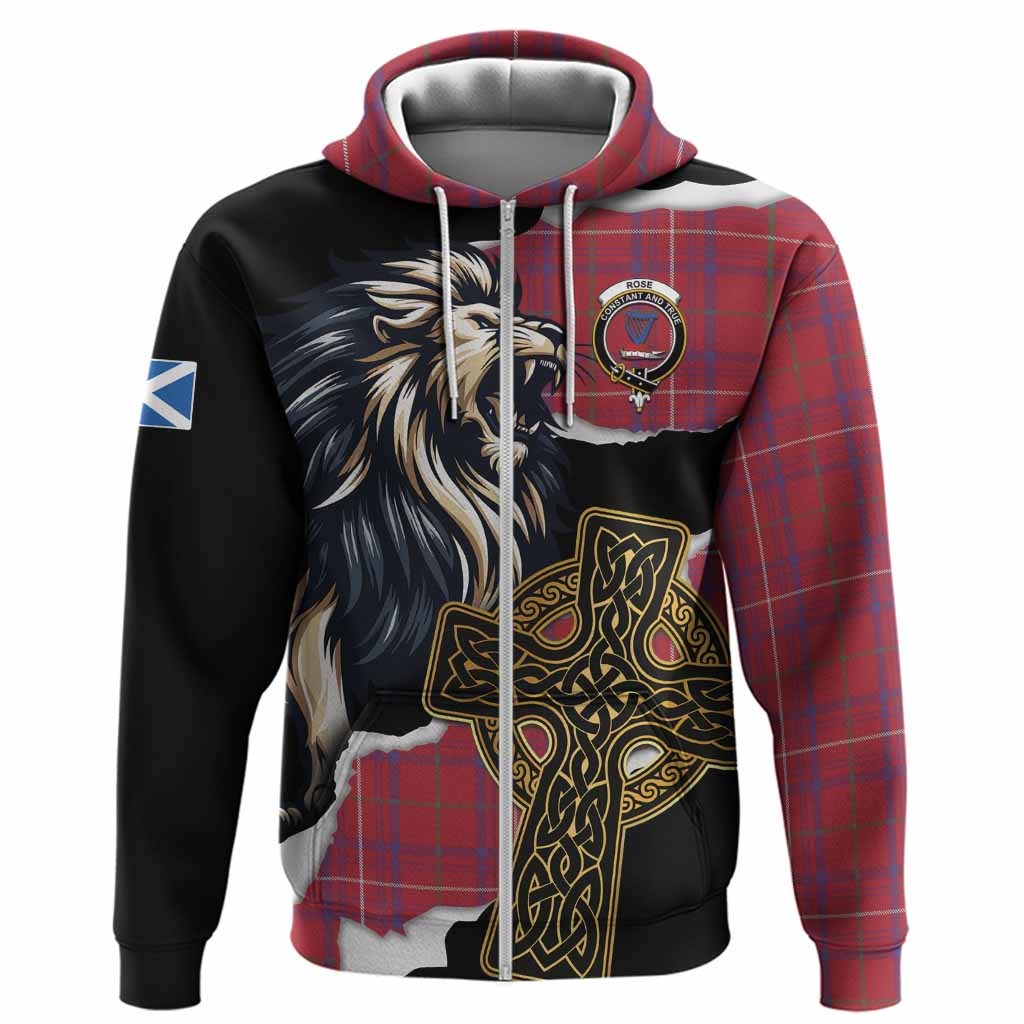 Rose Tartan Scottish Hoodie Lion Celtic Heritage