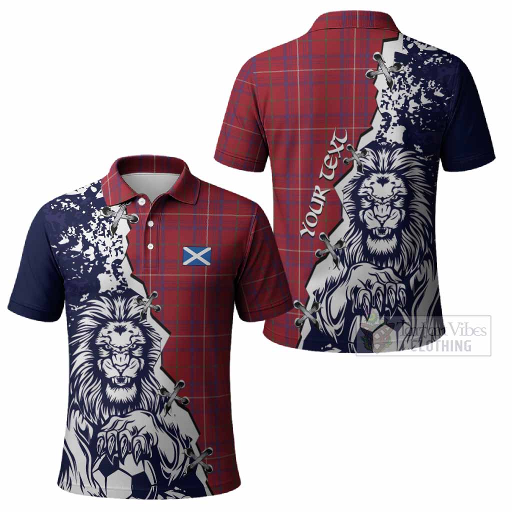 Rose Tartan Scottish Polo Shirt Angry Lion With Soccer Ball Style