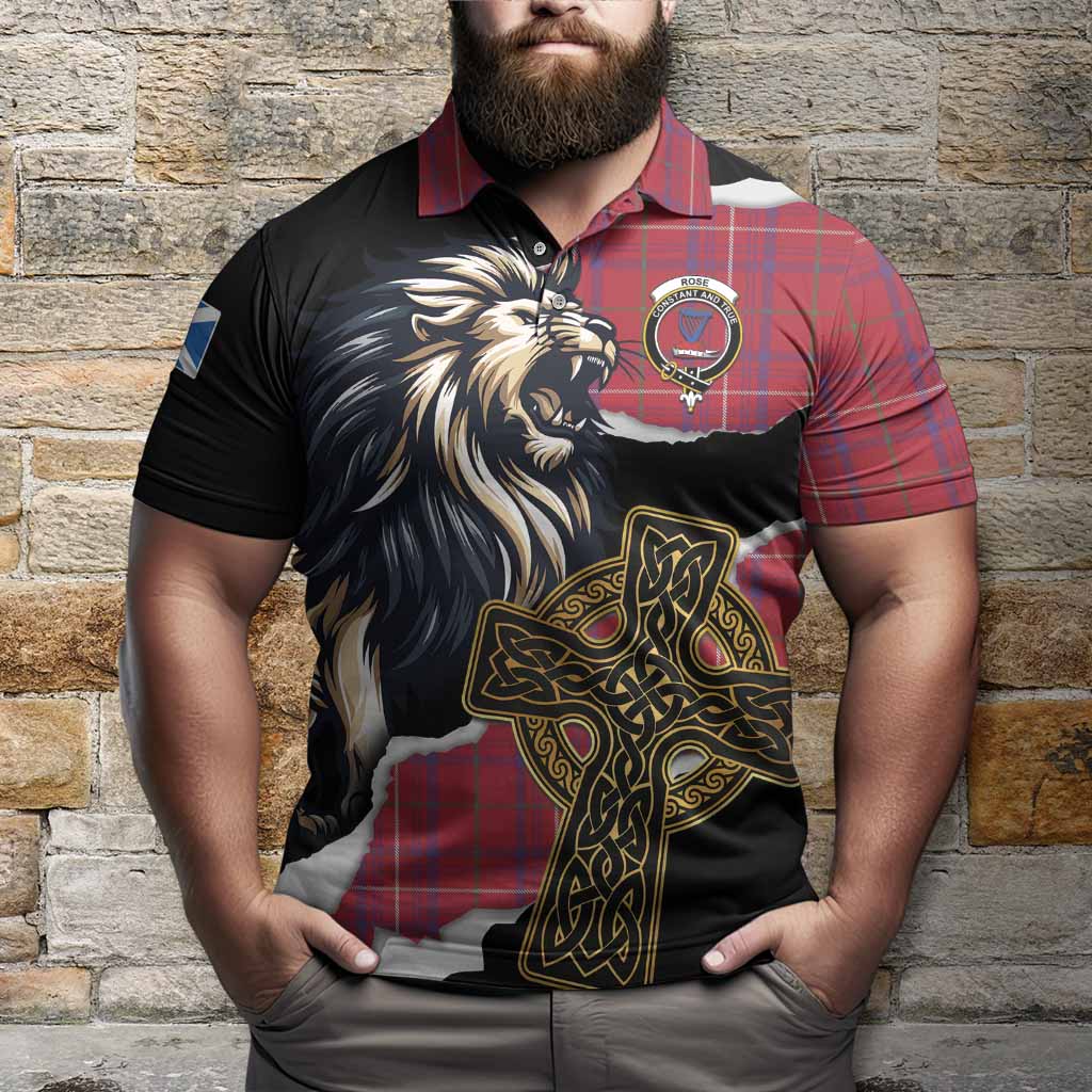 Rose Tartan Scottish Polo Shirt Lion Celtic Heritage