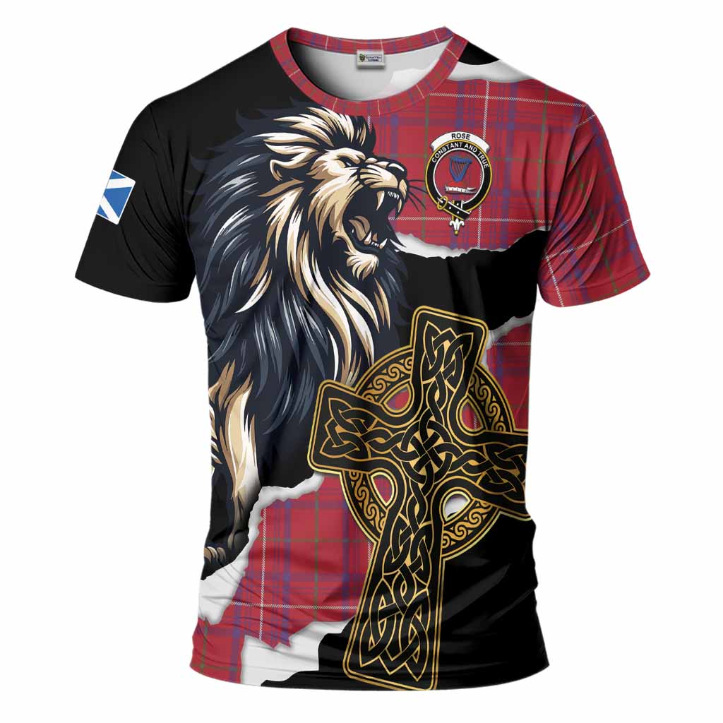 Rose Tartan Scottish T-Shirt Lion Celtic Heritage