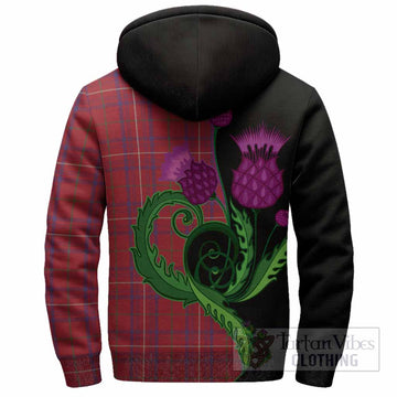 Rose Tartan Sherpa Hoodie Traditional Scottish Thistle