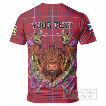 Rose Tartan T-Shirt Scottish Thistle Heilan Coo