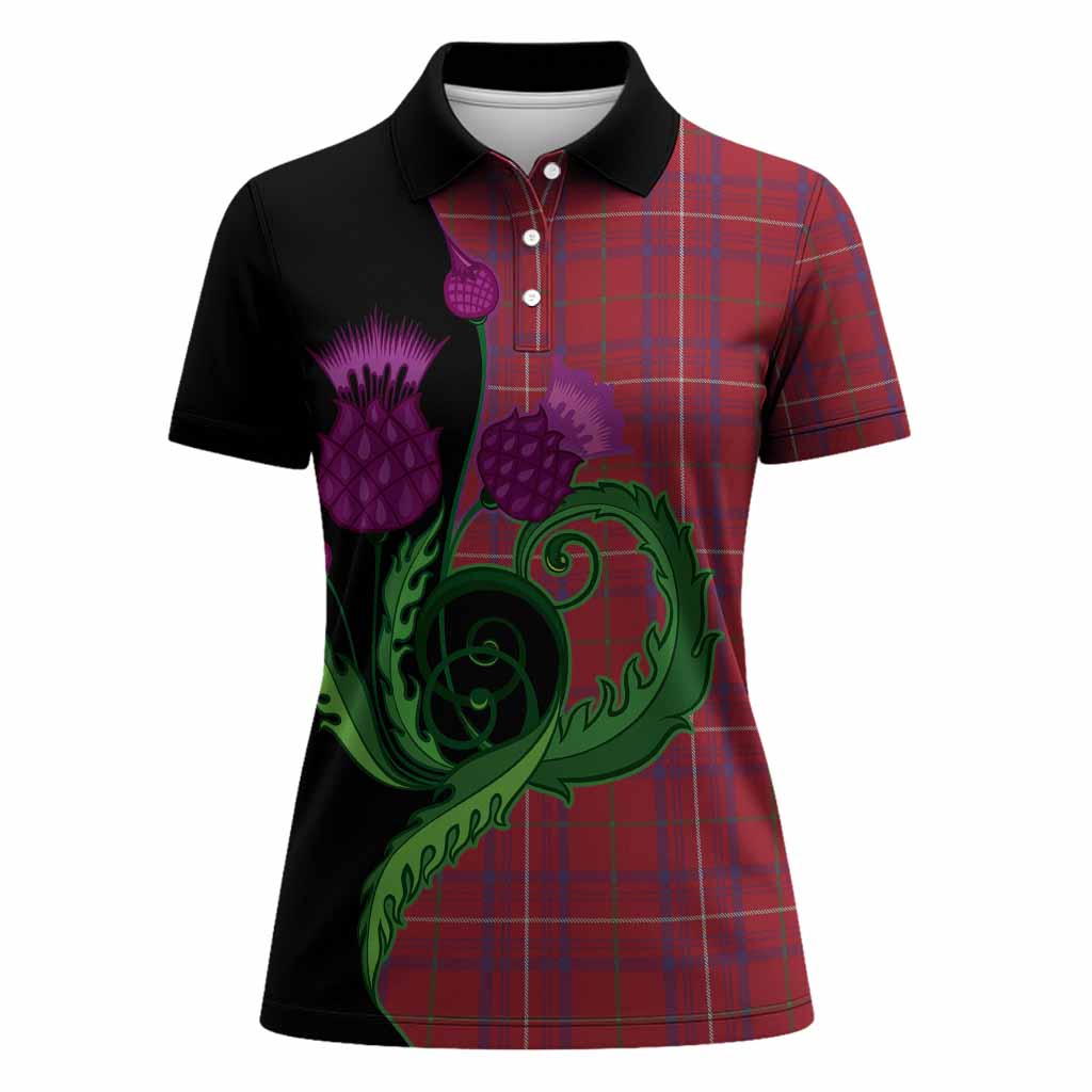 Rose Tartan Women Polo Shirt Traditional Scottish Thistle
