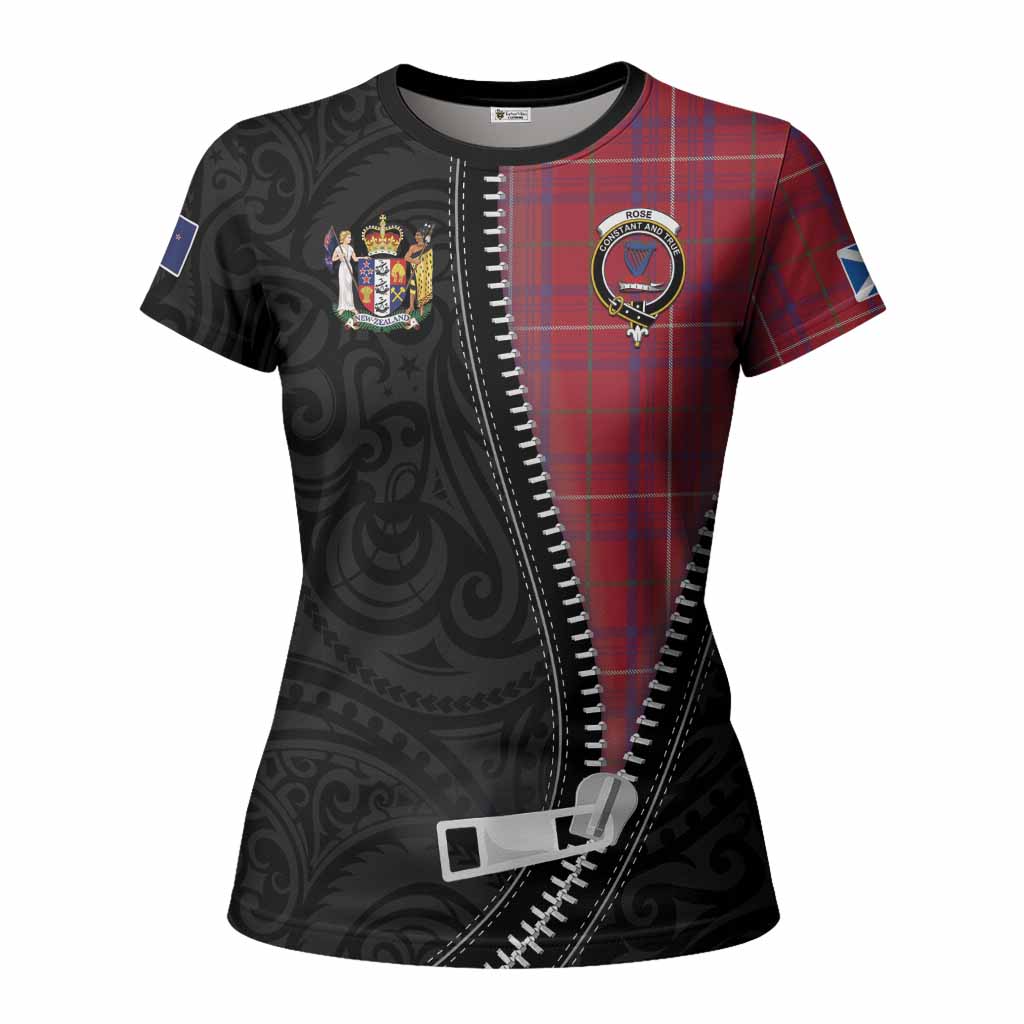 Rose Tartan Women T shirt New Zealand Pattern Unique Zipper Stylized