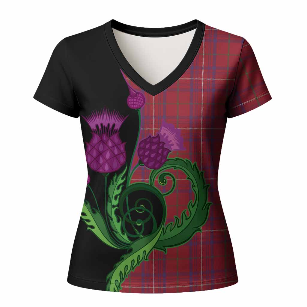 Rose Tartan Women T shirt Traditional Scottish Thistle