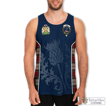 Rose White Dress Tartan Men's Tanks Top with Family Crest and Scottish Thistle Vibes Sport Style