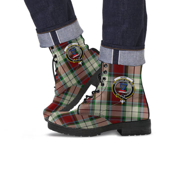 Rose White Dress Tartan Leather Boots with Family Crest