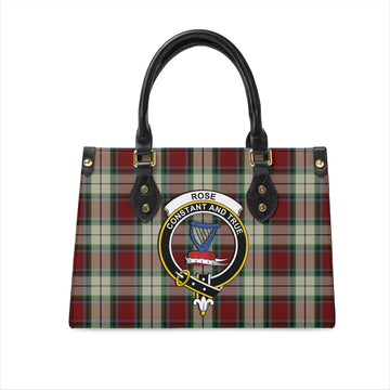 Rose White Dress Tartan Leather Bag with Family Crest