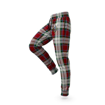Rose White Dress Tartan Joggers Pants with Family Crest