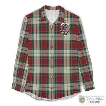 Rose White Dress Tartan Womens Casual Shirt with Family Crest