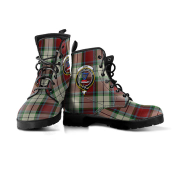 Rose White Dress Tartan Leather Boots with Family Crest