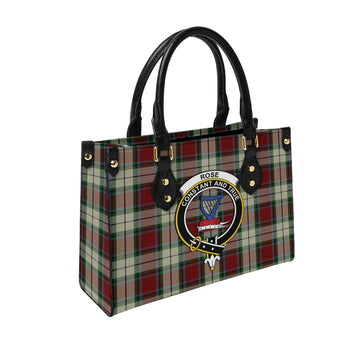 Rose White Dress Tartan Leather Bag with Family Crest