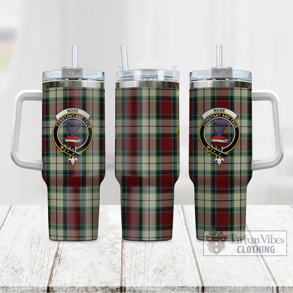 Tartan Vibes Clothing Rose White Dress Tartan and Family Crest Tumbler with Handle