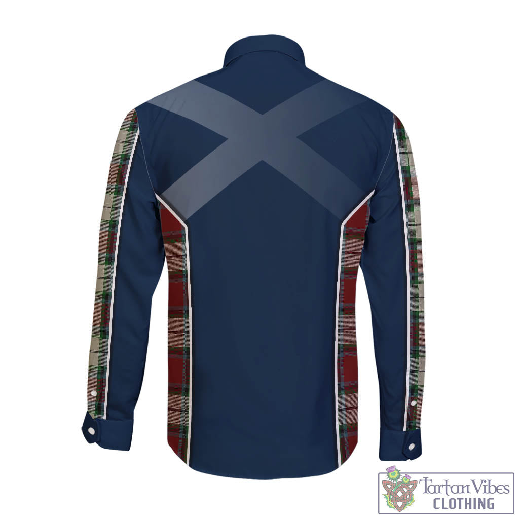 Tartan Vibes Clothing Rose White Dress Tartan Long Sleeve Button Up Shirt with Family Crest and Scottish Thistle Vibes Sport Style