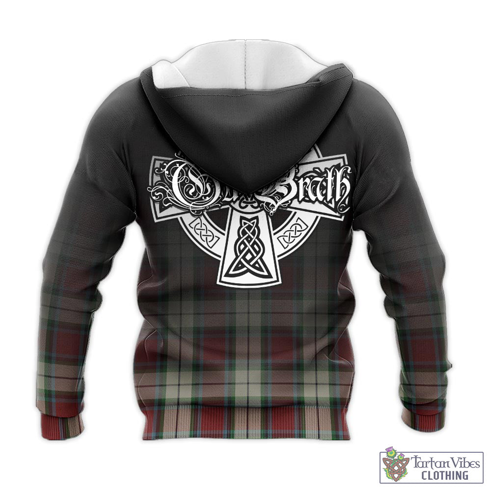 Tartan Vibes Clothing Rose White Dress Tartan Knitted Hoodie Featuring Alba Gu Brath Family Crest Celtic Inspired