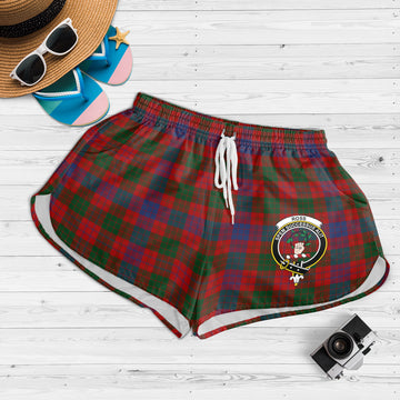 Ross Tartan Womens Shorts with Family Crest