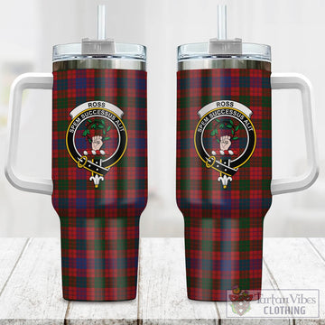 Ross Tartan and Family Crest Tumbler with Handle