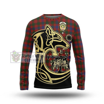 Ross Tartan Long Sleeve T-Shirt with Family Crest Celtic Wolf Style Unisex - Tartan Vibes Clothing