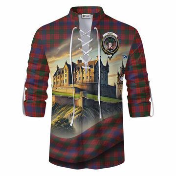 Ross Tartan Family Crest Ghillie Kilt Shirt with Scottish Ancient Castle Style