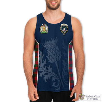Tartan Vibes Clothing Ross Tartan Men's Tanks Top with Family Crest and Scottish Thistle Vibes Sport Style